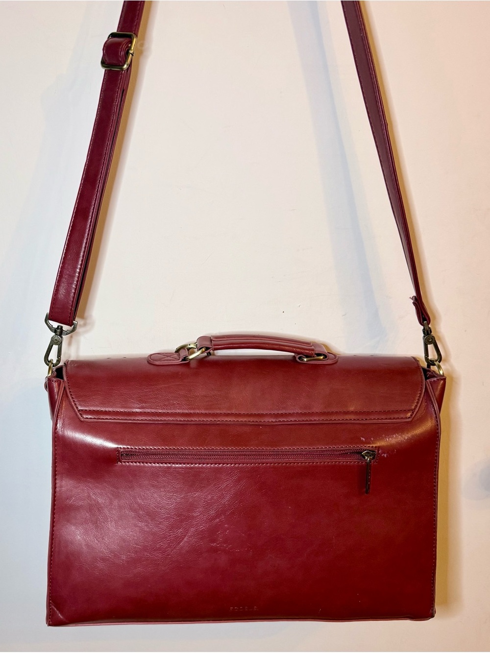Ecosusi Vegan Leather Laptop Messenger Bag Red Burgundy Cutout Bow Briefcase - Picture 12 of 13